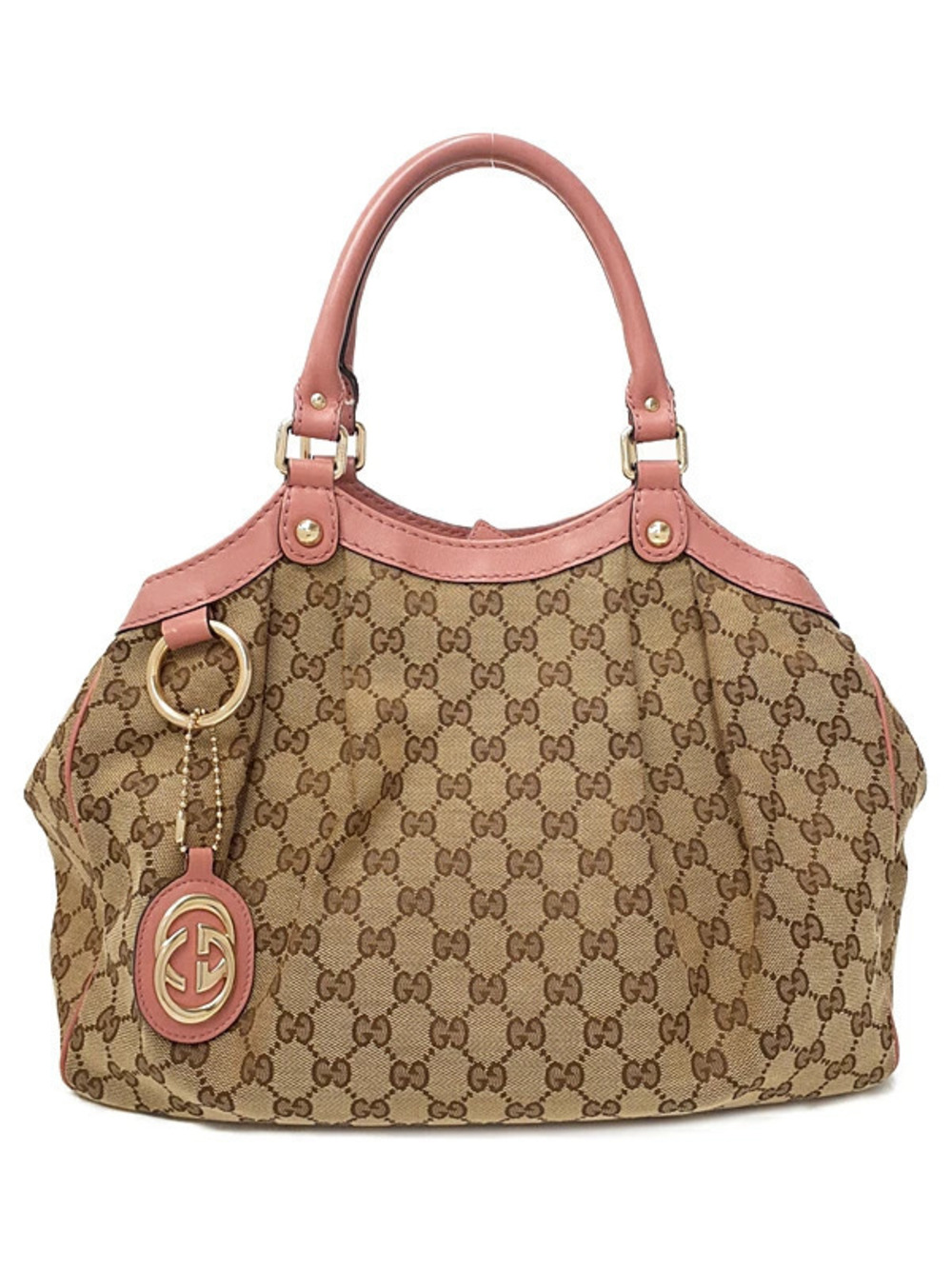 Gucci Sukey Tote Bag beige brown GG monogram pink leather interlocking G